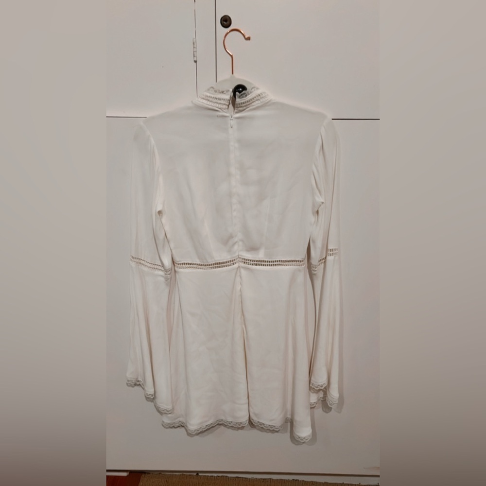 For Love & Lemons White Lace Bell Sleeve Mini Dress Boho Festival Cottagecore S - Picture 8 of 8